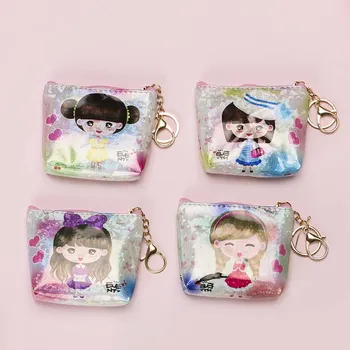 

Cartoon Swing Girl Canvas Mini Wallet Coins Purse Keys Holder Clutch Bags for Women 2018