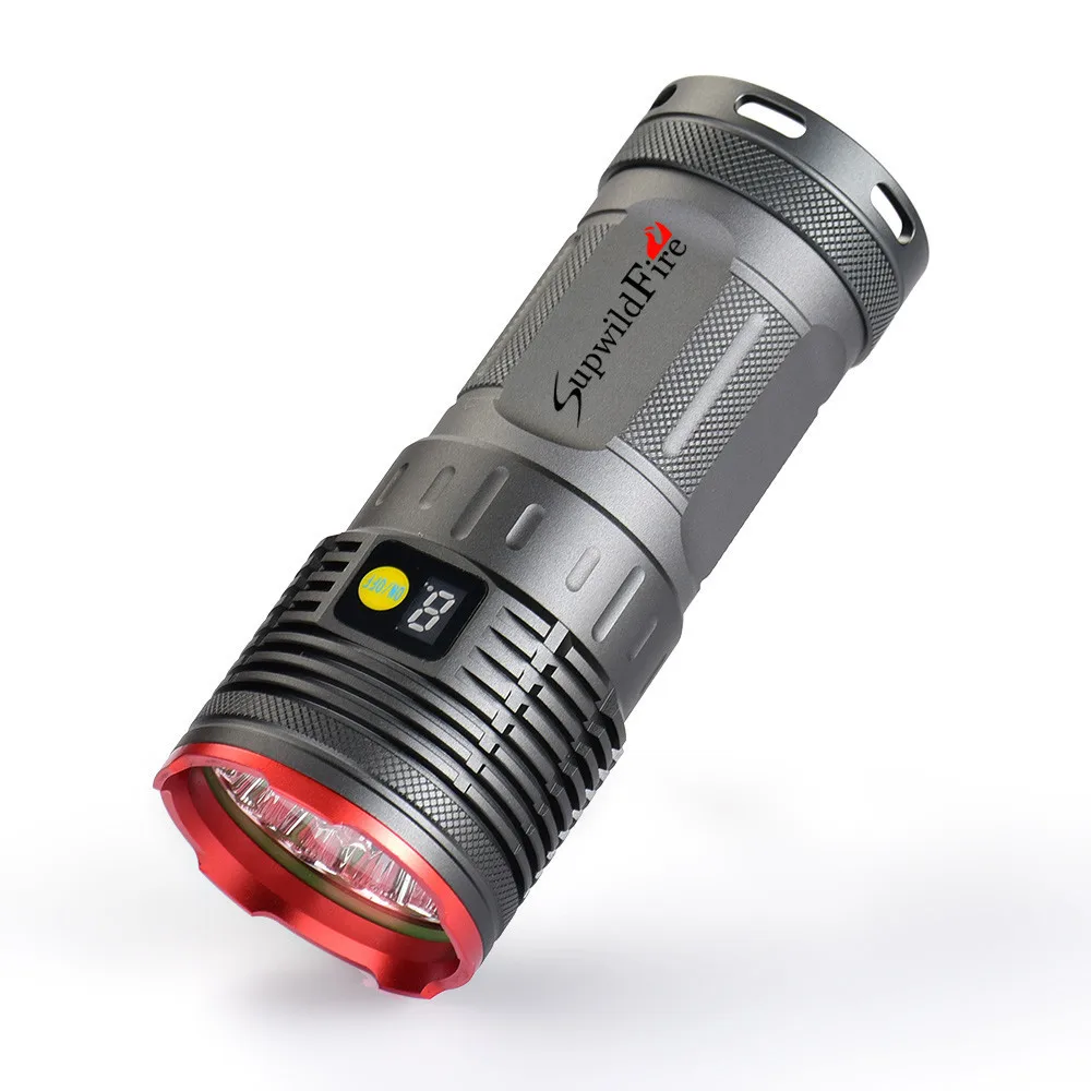 

4 Colors Supwildfire 35000LM 12 x XM-L T6 LED Power & Mode Digital Display Hunting Flashlight Waterproof Rechargeable #5J25