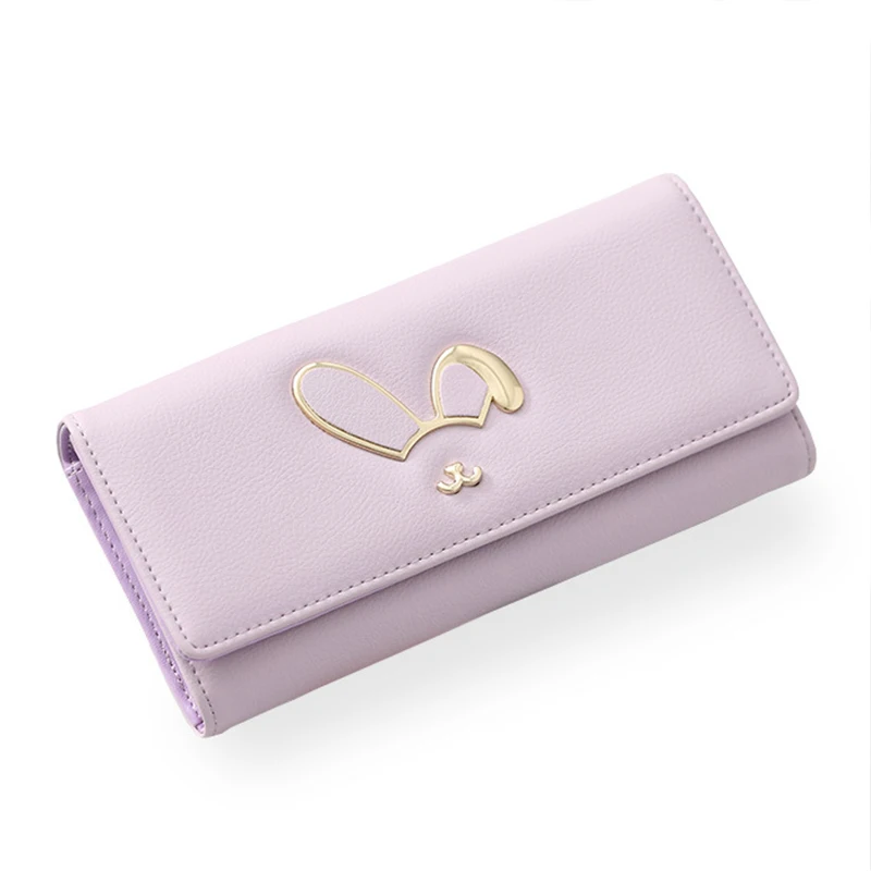 

Women Purses Leather Wallet Female Purses Lady Clutch Hasp Card Photo Holder Rabbit Ears Printing Long Fashion Women Wallet Cute