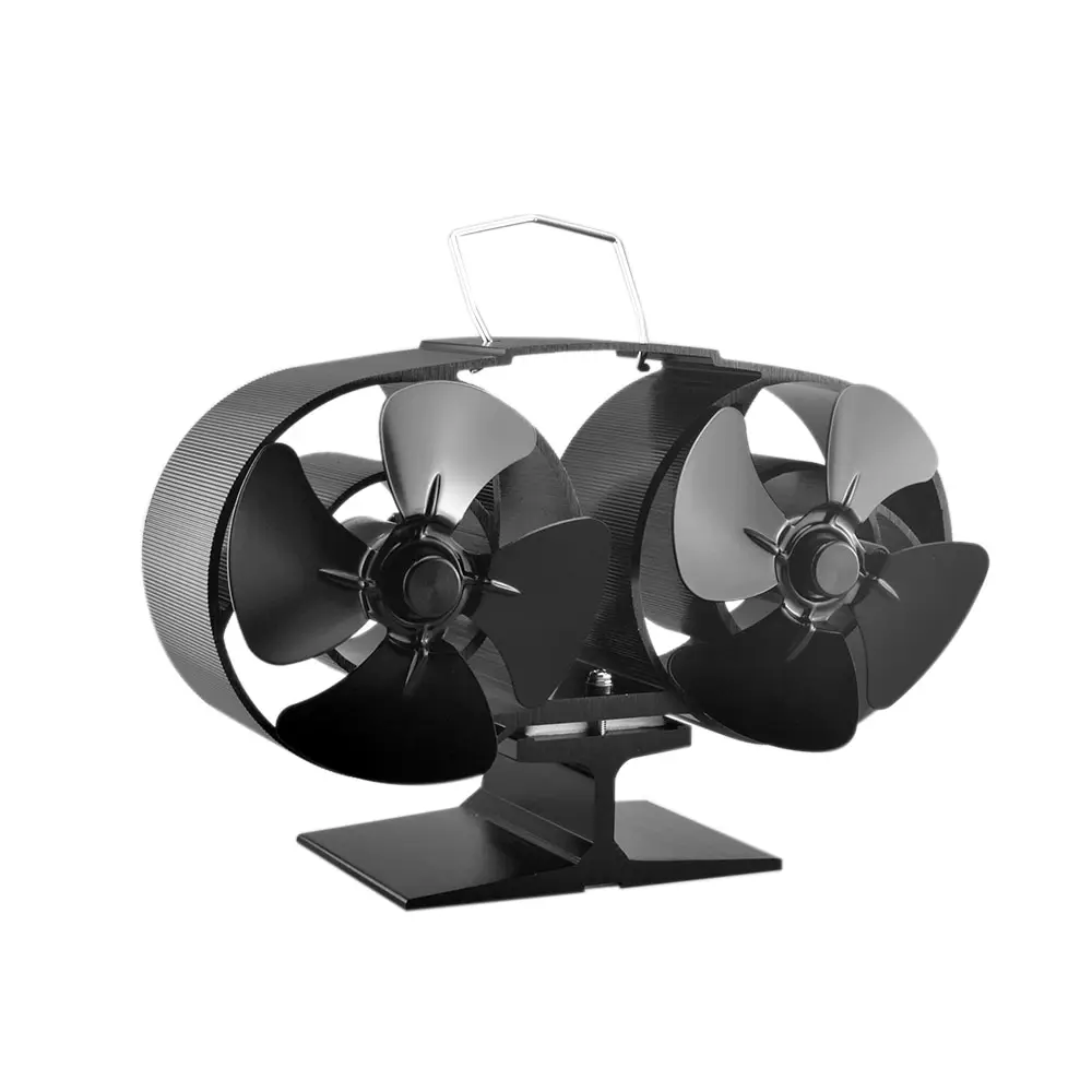 

8 Blade Fireplace Fan Twin Motor Heat Powered Eco Fireplace Fan Fuel Efficient Heat Distribution for Wood Gas Heaters