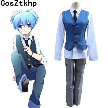 

COSZTKHP Assassination Classroom Ansatsu Kyoushitsu Cosplay Costume Shiota Nagisa Full Set School Uniform (Vest+Shirt+Tie+Pants)