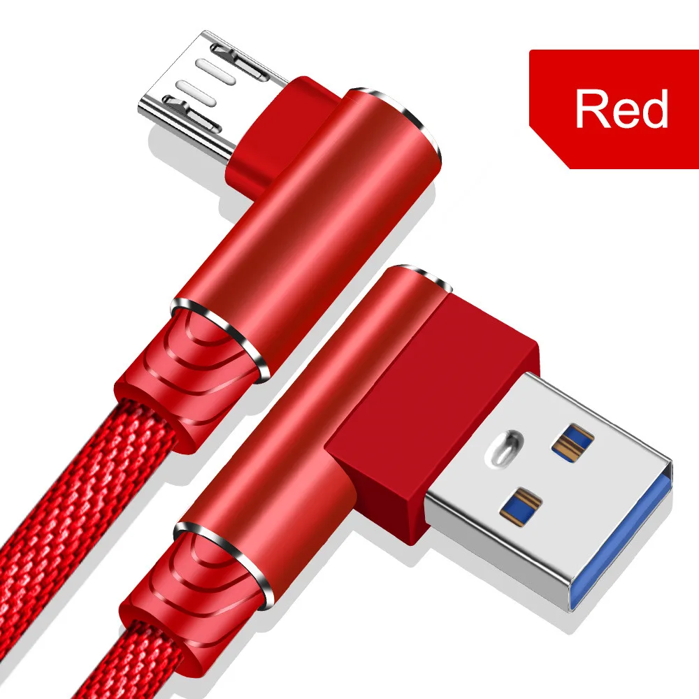 Suhach Micro USB кабель 3 м быстрое зарядное устройство USB шнур 90 градусов нейлон плетеный кабель для передачи данных для samsung/sony/Xiaomi телефон Microusb