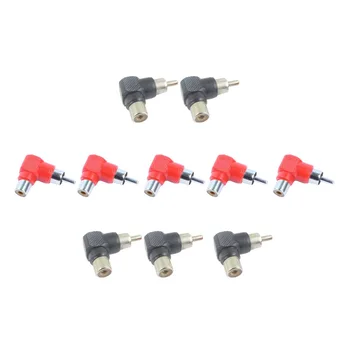 

10pcs RCA right angle Connector Plug Adapters M/F Male to Female 90 Degree