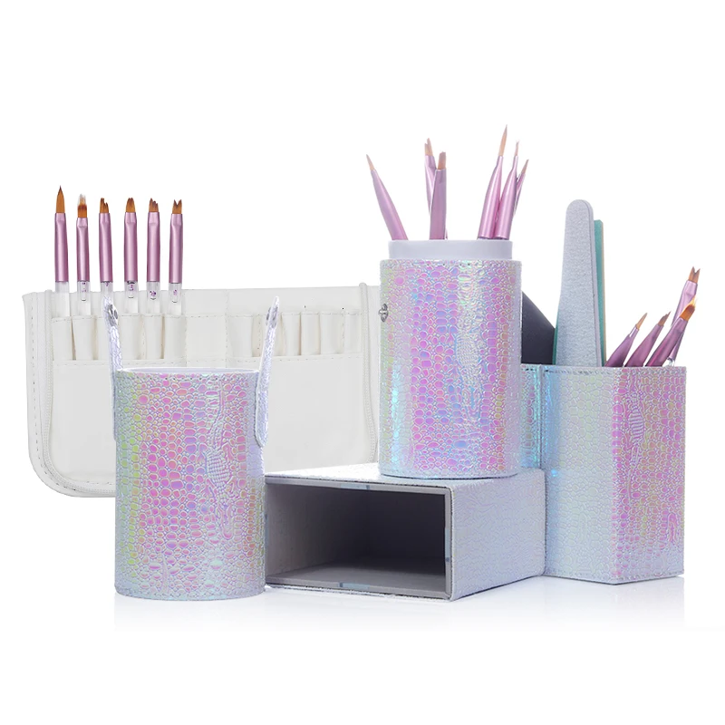 Держатель кисточки для ногтей чехол для хранения Косметическая Ручка черный макияж маникюр Дизайн ногтей инструмент аксессуар(только сумка, не включая инструмент