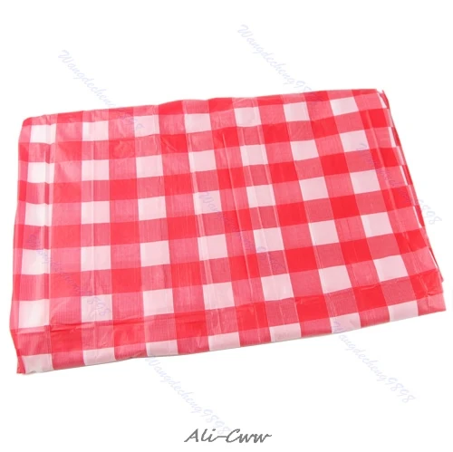 

New Red Oil Cloth Yardage Tablecloth Gingham Check Onetime Wedding Party