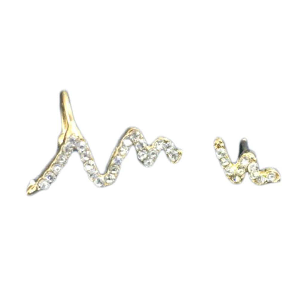 

NEW Needle Post Wavy Curve Asymmetry Of Lightning Rinestones Stretching Earrings For Girls