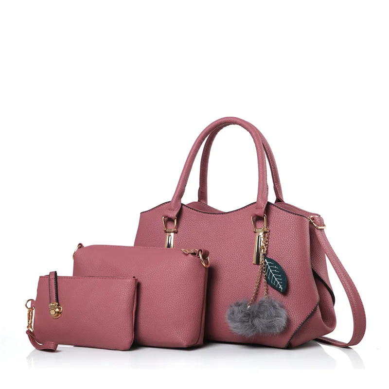 

Brand Luxury Lychee Pattern Women Handbag 3 Pcs Composite Bags Set Female Messenger Shoulder Crossbody Bag Lady Clutch Tote