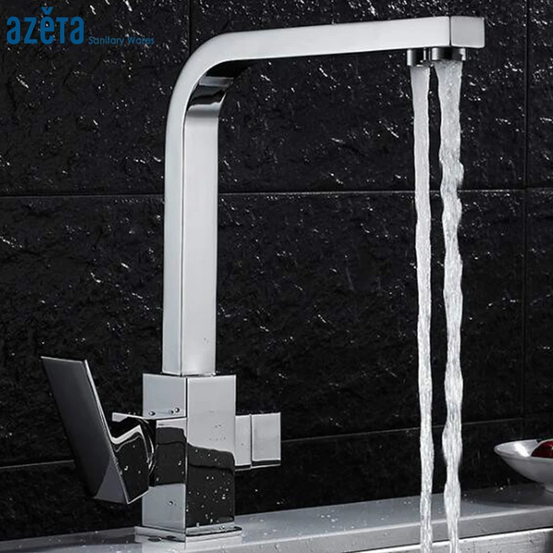  Chrome Square 360 Degree Rotation Kitchen Drinking Water Faucet Deck Mounted Single Hole Water puri - 32940592920