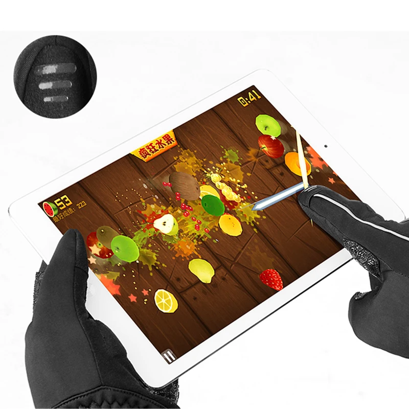 ROCKBROS الشتاء للماء اللمس شاشة تزلج قفازات مكافحة زلة الدافئة الصوف ساخنة عاكسة قفازات على الجليد للتزلج الدراجات