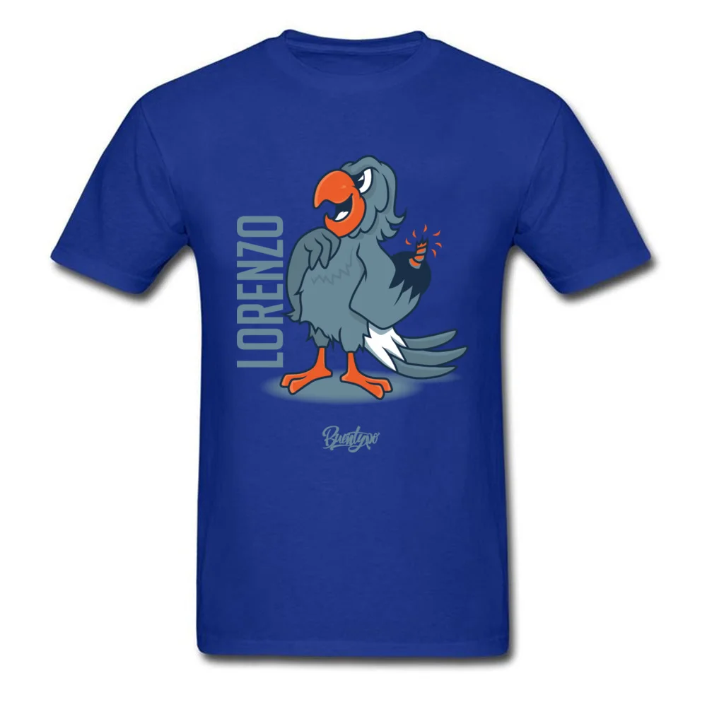 Lorenzo 100% Cotton Tops Shirts for Men Printed Tshirt Casual 2018 Fashion Round Collar Sweatshirts Short Sleeve Lorenzo blue