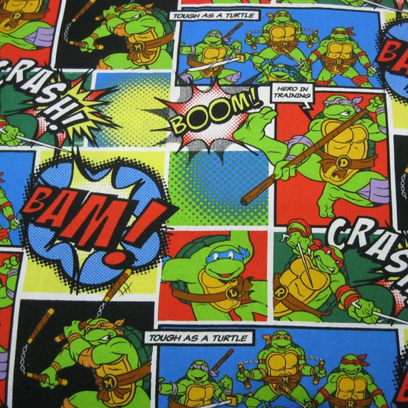 

Good Black/White Cartoon Green Ninja Turtles Cotton Fabric Plain Children Cotton Fabric Sewing Patchwork DIY Children Clothing