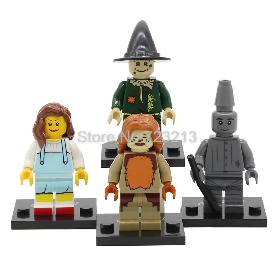 

4pcs/lot The Wizard of OZ Movie Figure set Dorothy Gale The Tin Man Scarecrow Lion Building Block Models Bricks Kits Toys