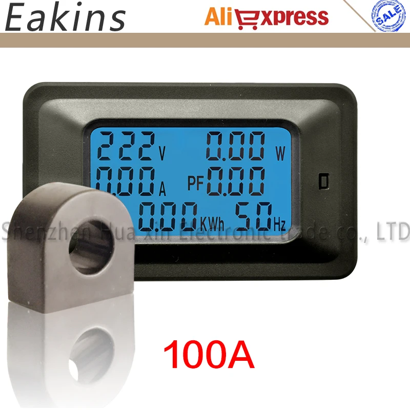 

Electrical Multimeter 6 IN 1 Digital Backlight Power meter Ammeter voltmeter Monitor Current Voltage KWh Hz PF KW 100A 110V-220V