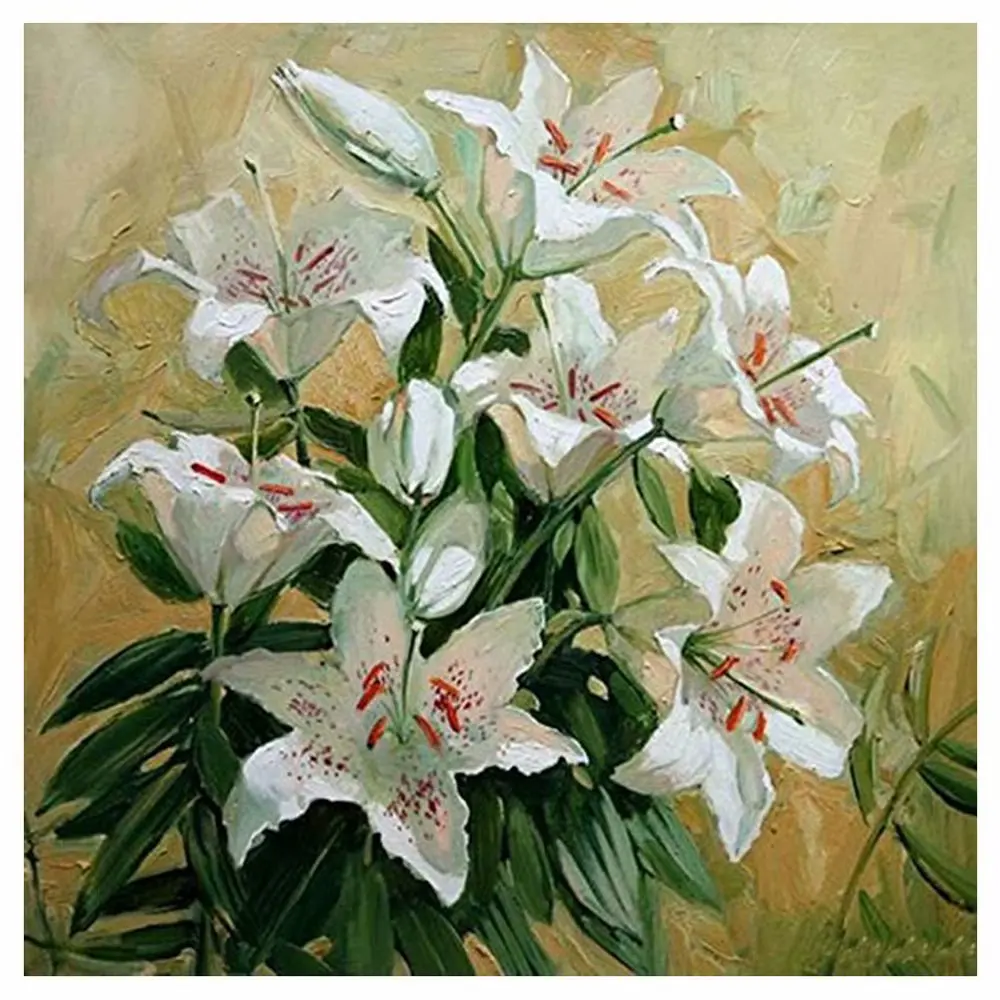 

LZAIQIZG Full Square Diamond Painting White Flower Carnation 5D Diy Diamond Embroidery Home Decoration Picture Mosaic Rhinestone