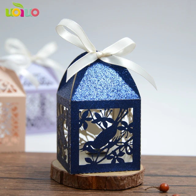 30 Colors navy blue bird Shaped Wedding Candy Boxes Favor