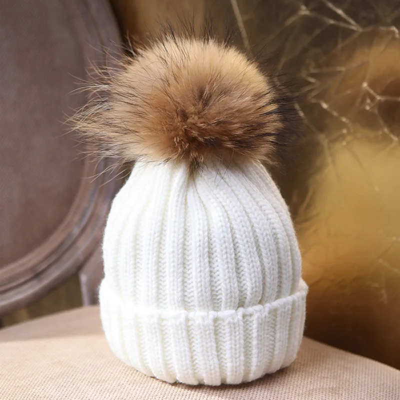 Новая Женская Зимняя шерстяная шапка из искусственного кроличьего меха, вязаная теплая шапка, 8 цветов - Цвет: white