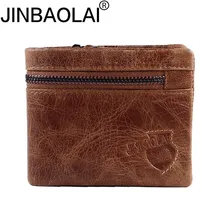 JINBAOLAI Для мужчин кожаный бумажник качества Дизайнерские Короткие Мужской кошелек с монета кошелек на молнии 3 раза кредитной держатель для карт кошельки