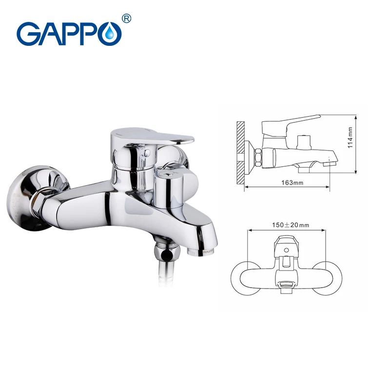 Online GAPPO Chrom Poliert Badewanne Ventil Dusche Armaturen Wand Montiert Bad Wasserhahn Mischbatterie Einzigen Handgriff Kalt Und Warmwasser