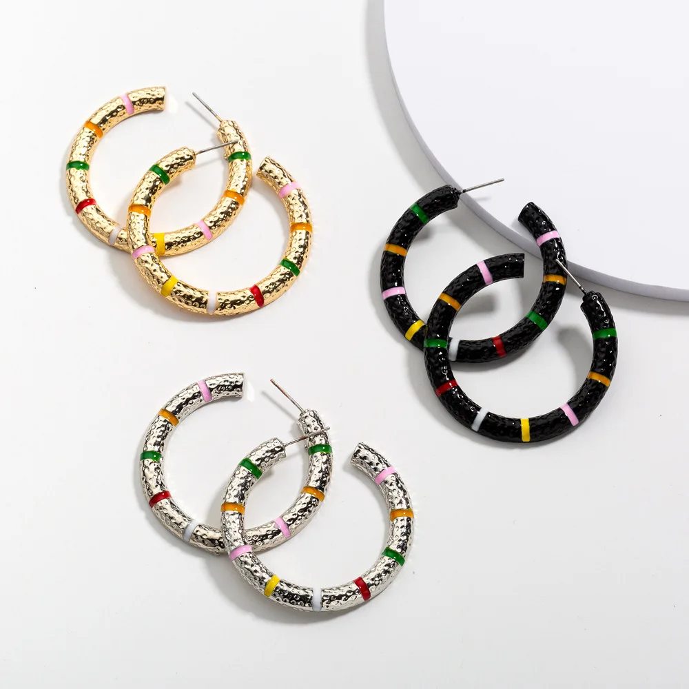 

New Fashion Hoop Earrings For Women Color matching retro Shiny Crystal Hollow Round Circle Ear Jewelry Gift For Wedding Brincos