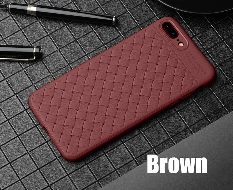TOMKAS Grid Weaving Slim Case For iPhone 8 7 6 6s Plus X Cover Cases Silicon TPU Luxury Phone Coque Case For iPhone 7 8 6 X  (20)