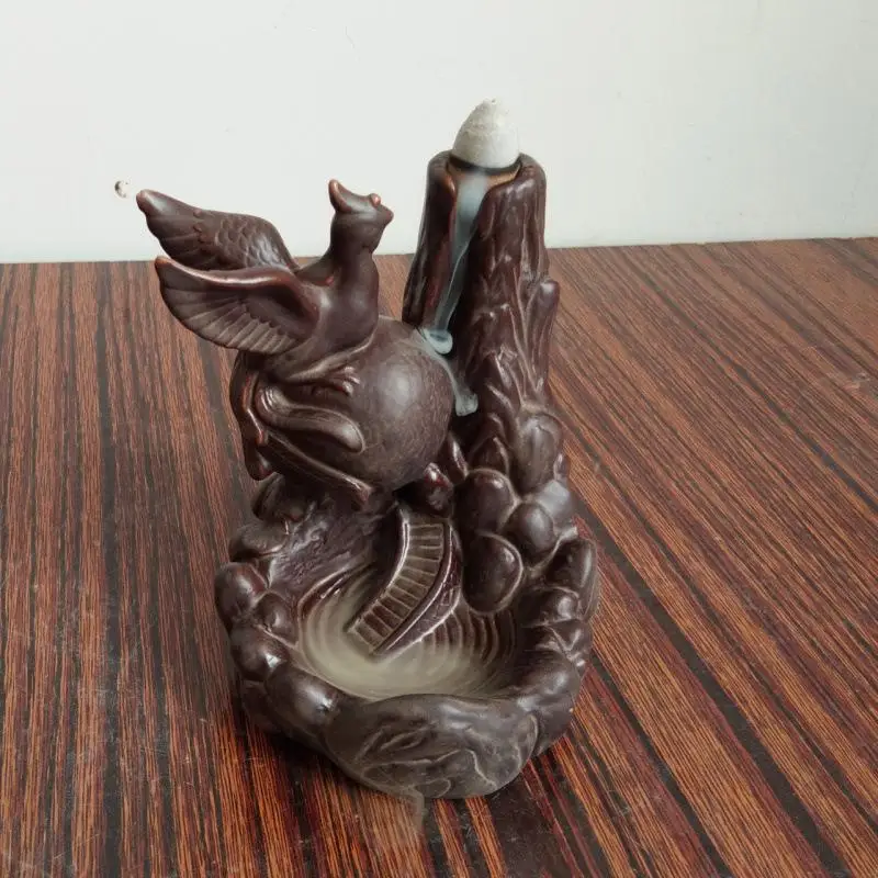

Ceramic Smoke Waterfall Backflow Incense Burner Lotus House Censer Living Room Burner Holder Temple Home Office Decor