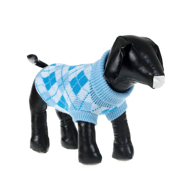 Милая теплая решетка собака мелких пород трикотаж открытый Кот пальто Топ свитер 4 цвета