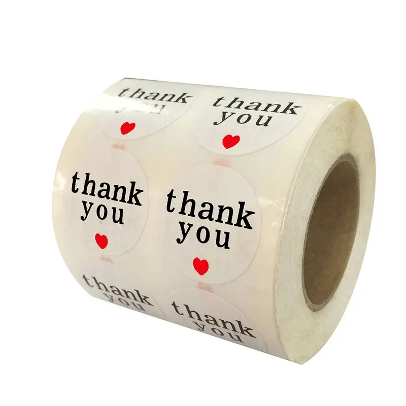 1 Inch Round Thank You Labels with red Hearts to express your thankful ...