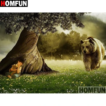 

HOMFUN Full Square/Round Drill 5D DIY Diamond Painting "Bear boy tree" Embroidery Cross Stitch 5D Home Decor A15831