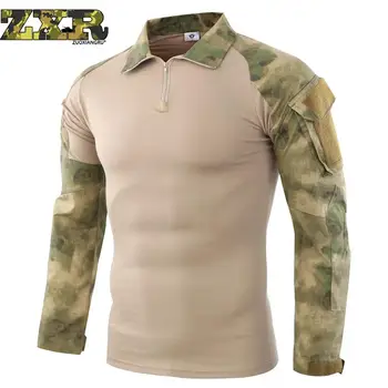 

Men Soldiers Combat Tactical T-shirt Military Ruin Camouflage Army Tactical T-shirts Force Multicam Camo Long Sleeve T-shirt