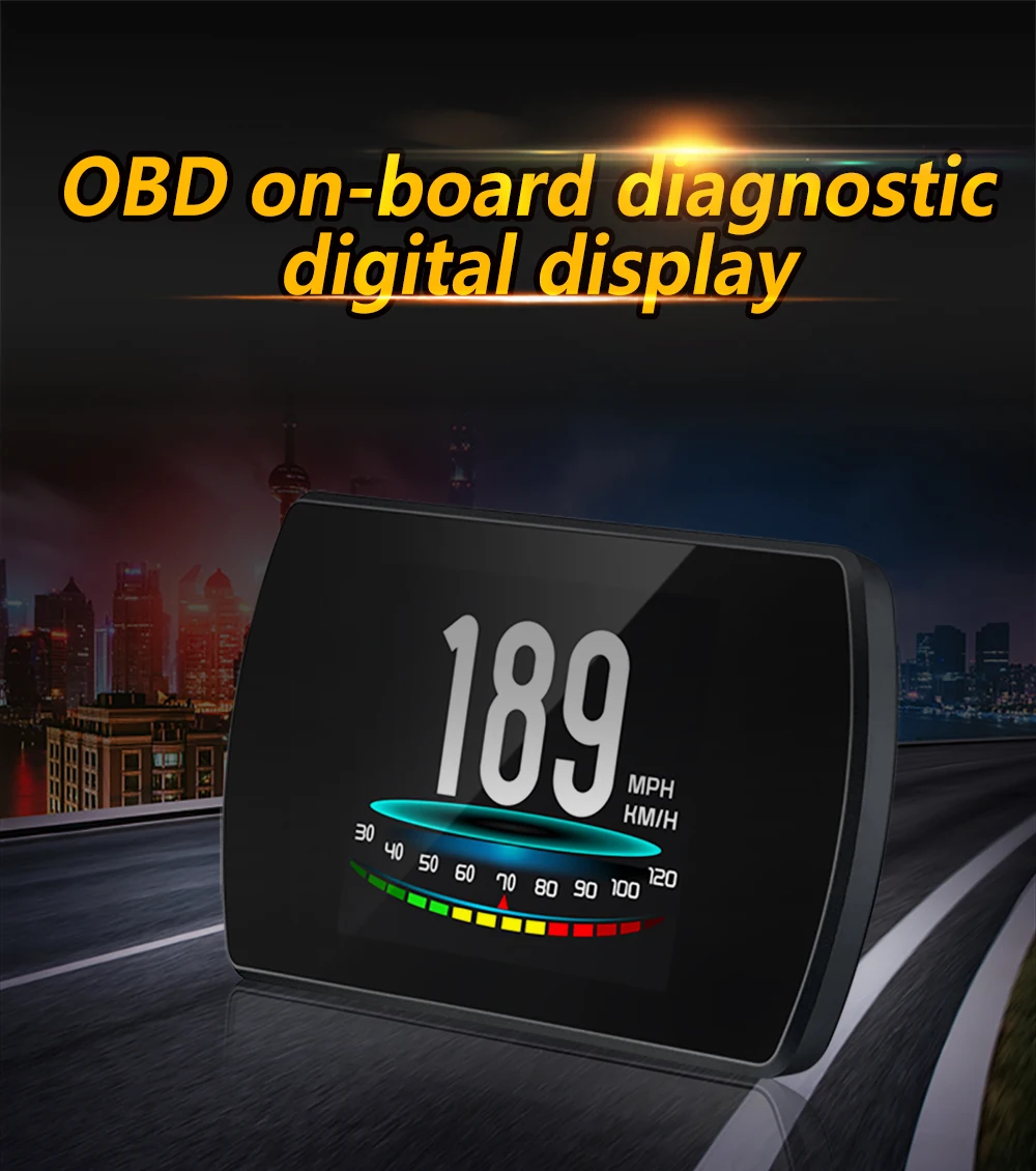 Автомобильный HUD Дисплей Цифровой Автомобильный спидометр для путешествий компьютер OBD 2 скоростной двигатель об/мин Расход топлива лобовое стекло проектор P12