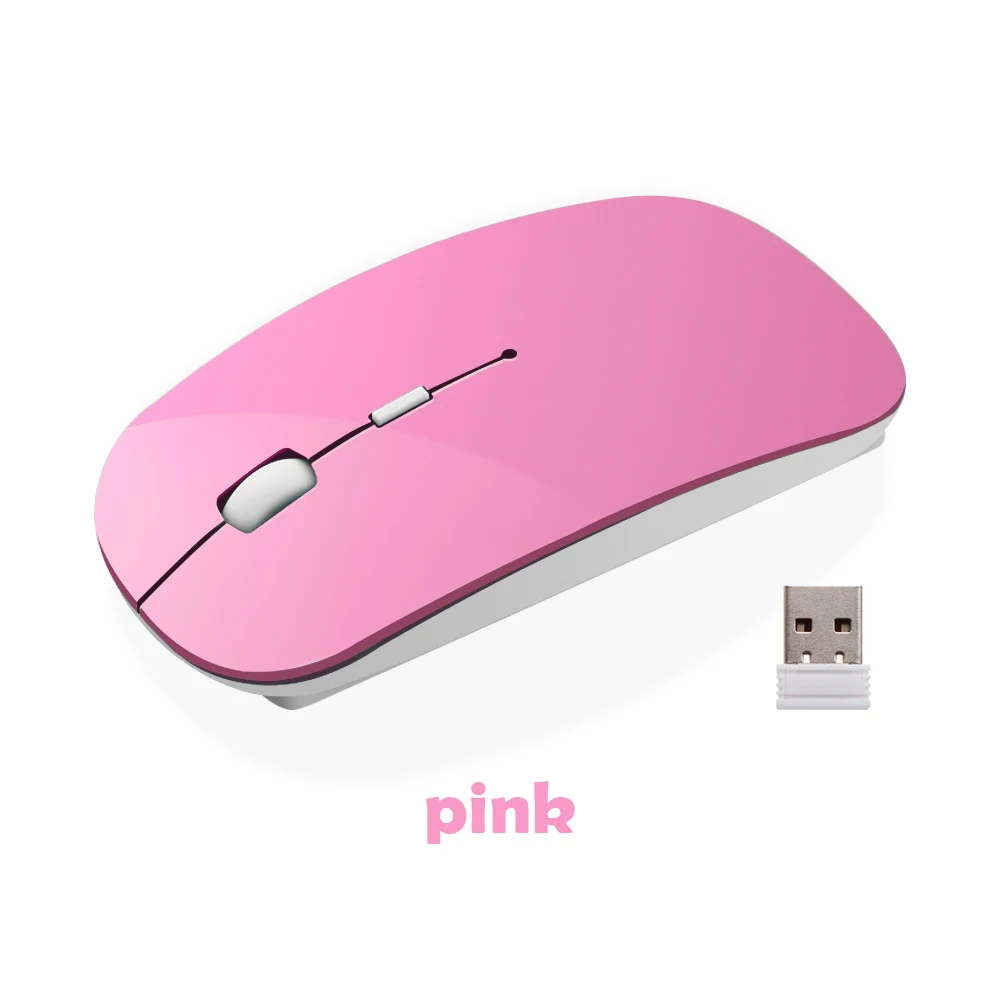 Pink 2,4G беспроводная мышь ультра тонкий USB оптическая мышь Тихая Кнопка для ПК ноутбука MacBook Air Pro - Цвет: Pink