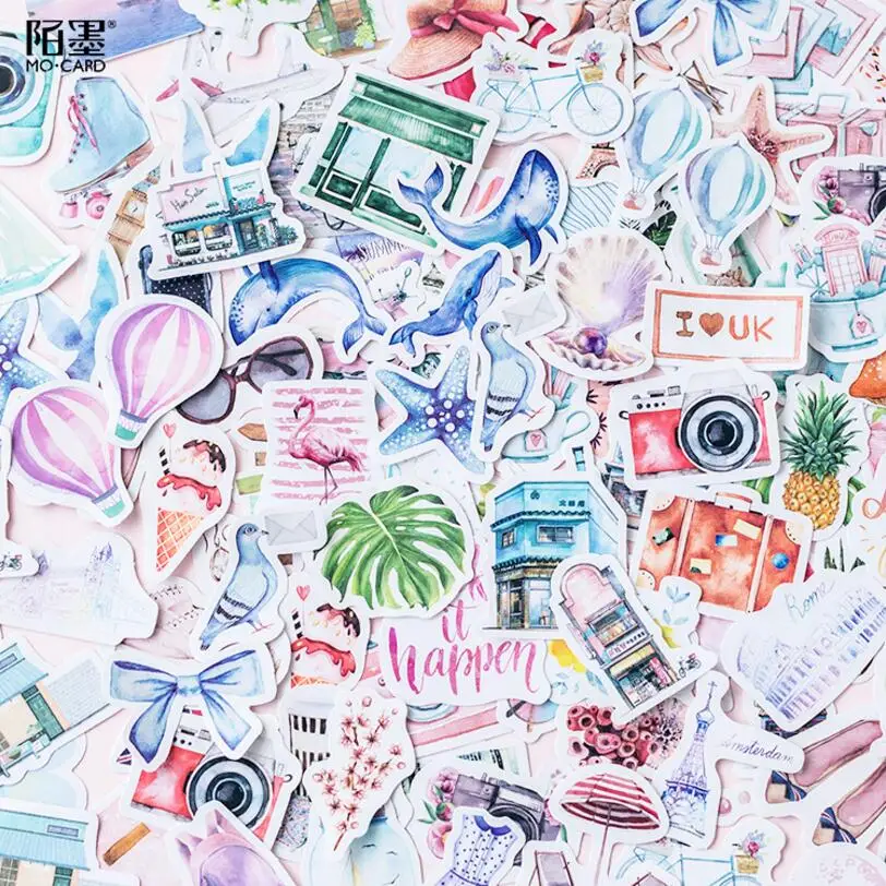 

40 pcs/bag A person's travel Kawaii paper stickers Diary decoration diy scrapbooking label seal Hand account sticker stationery