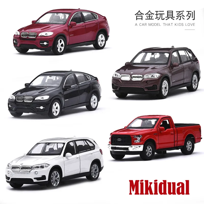 

1:36 Alloy Diecast Mini Pocket Cars Model Kids Vehicle Toys for Ford BMWX5 X6 SUV /F150 PICK UP Pull back and go door can open