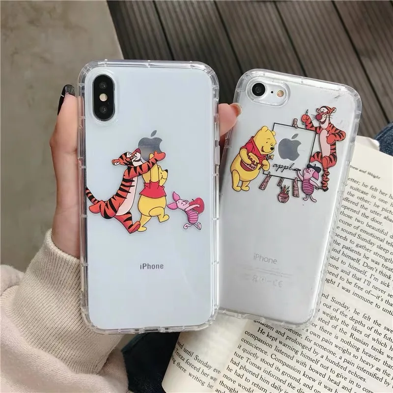 

Cute cartoon Disneys winnie Pooh Tigger phone case For iphone Xs MAX Xr X 6 6s 7 8 plus Spoof design soft back shell cover Capa