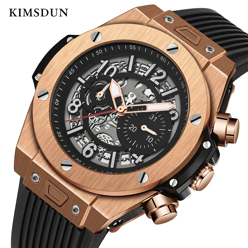 

KIMSDUN Automatic Mechanical Watch Men Luxury Brand Personality Silicone Strap Fashion Military Men's Business Trend Watch 2019