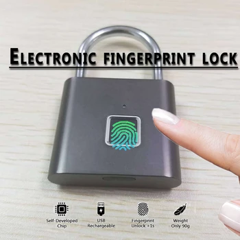 

USB Rechargeable Smart Keyless Electronic Fingerprint Lock Home Anti-theft Safety Security Padlock Door Luggage Case Lock