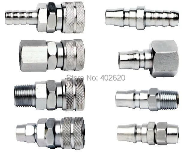 

8pcs 1/4" Pneumatic Air Compressor Hose Quick Coupler Plug Socket Connector Set, pneumatic quick coupler,