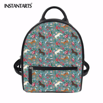 

INSTANTARTS Women Small Backpack High Quality Pu Leather Mini School Bags for Girls College Carzy Horse Flower Pattern Bookbags
