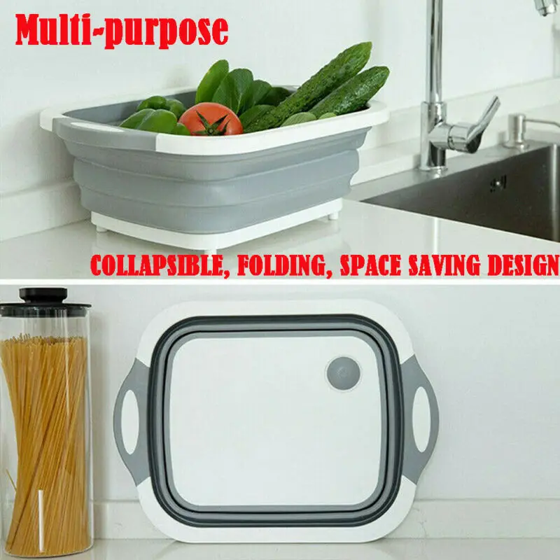 4-in-1 Multi-board Dayvion Kitchen Cutting Cutting Board Folding Storage Drawer Basket Drain Tray None more Tools Drain Basket