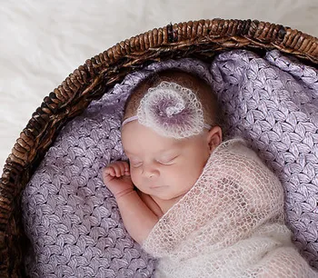 

Newborn wrap / baby blanket newborn photo prop knit silk mohair wrap and headband set