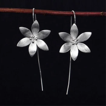 

Thai Craft Handmade Lotus 925 Sterling Silver Temperament Personality Fashion Female Earring SEA030