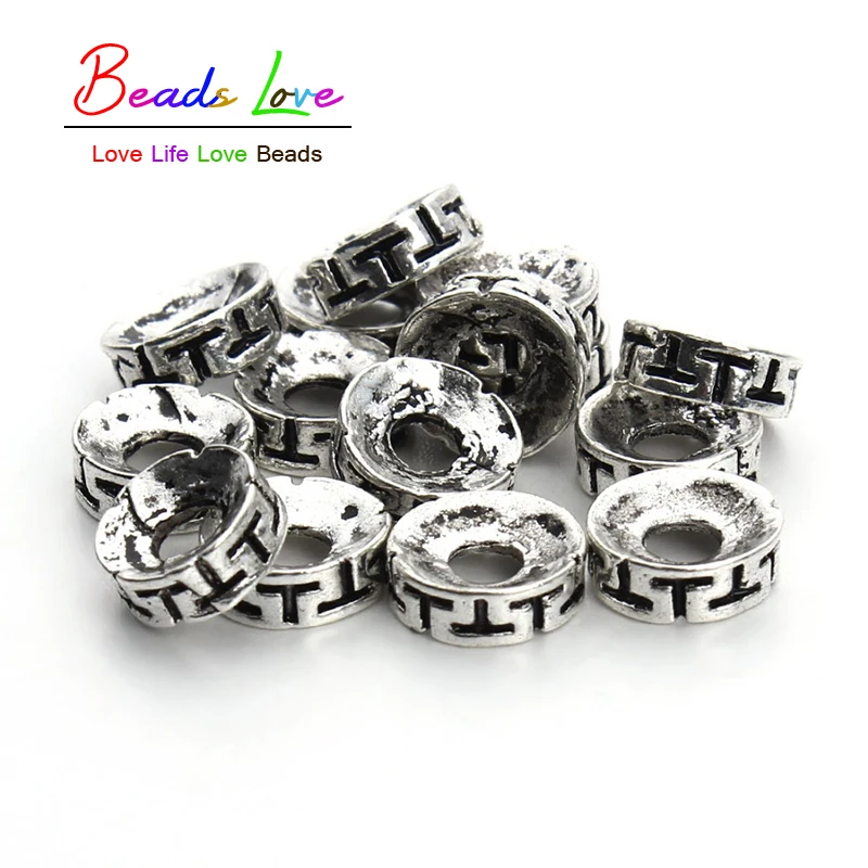 

50pcs/lot Dia 8mm Antique Silver Jump Rings Spacer Beads For Jewelry DIY Fashion Round Metal Wheel Charms(w03502)