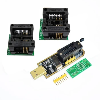 

Free shipping CH341 programmer socket with USB interface +Sop8(16)-1.27b programmer socket +sop8 200mil adapter