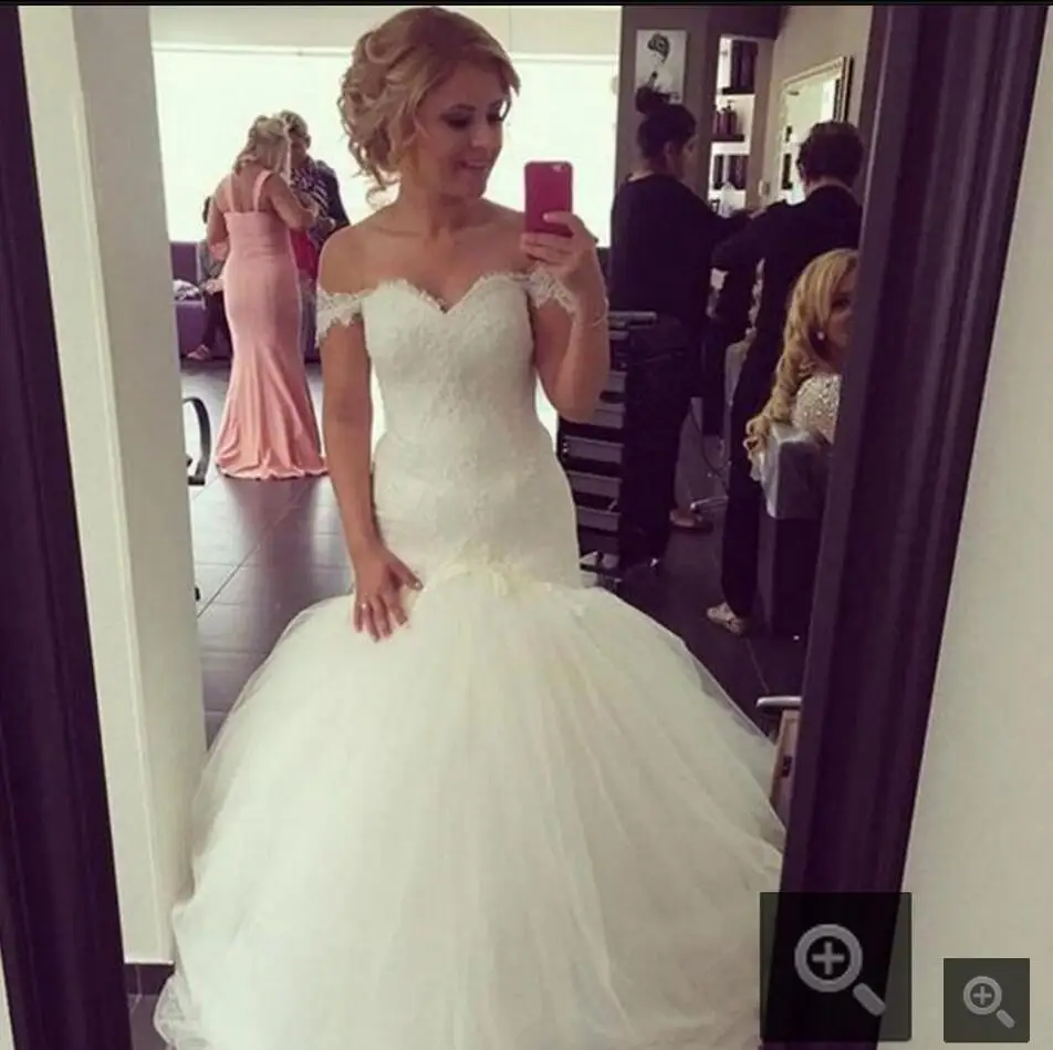 

Robe De Mariee mermaid Sweetheart Appliques wedding dress real picture floor length wedding gowns off the shoulder bride dress