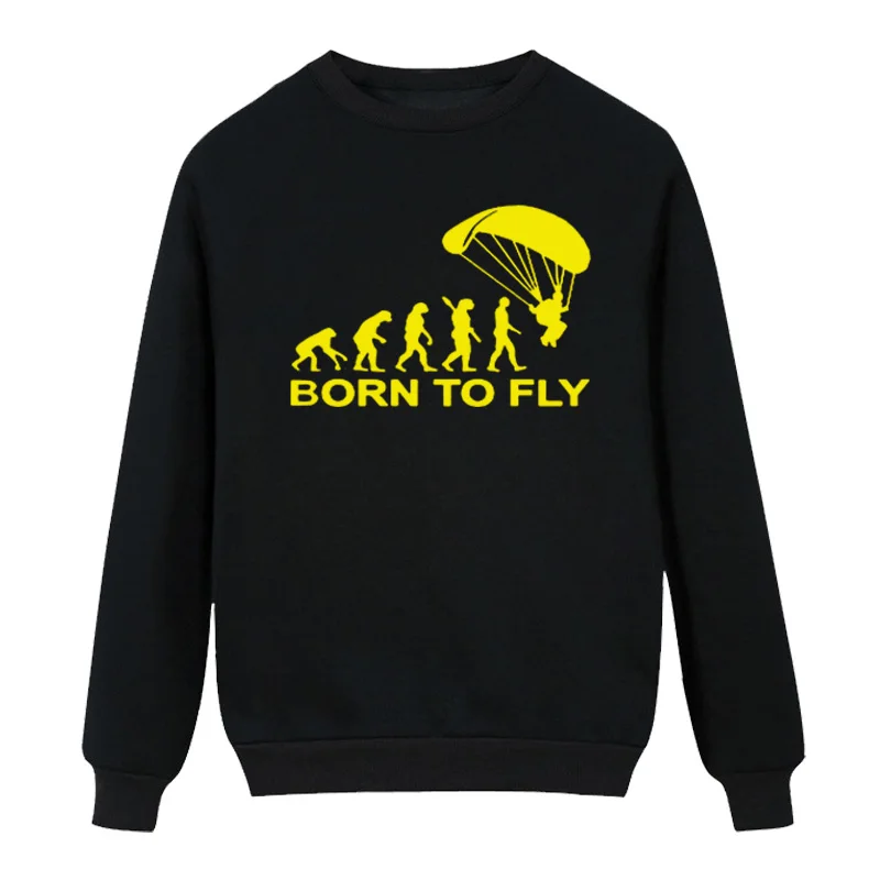 Зимняя мода Born To Fly Evolution Of Paragliding paragliers мужская одежда с круглым вырезом топы Толстовки, Толстовки с длинными рукавами