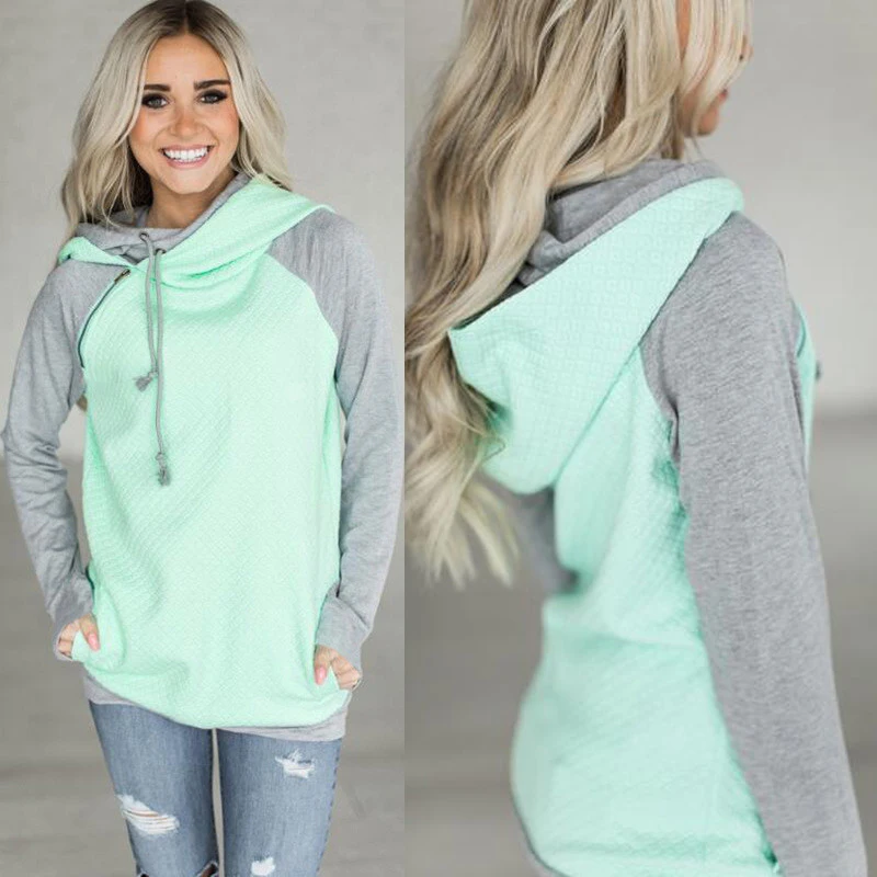 

Women Hoodies 2019 Autumn Double Hooded Hoodies Sweatshirts Long Sleeve Casual Sweatshirt Pullovers Jumpers Sudaderas Para Mujer