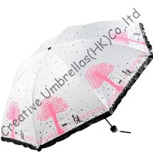 Имитация рая, три сложения, шнуровка бахрома, ручной открытый, ветрозащитный, сумка зонтик, УФ-защита, черное покрытие, любой цвет пантона