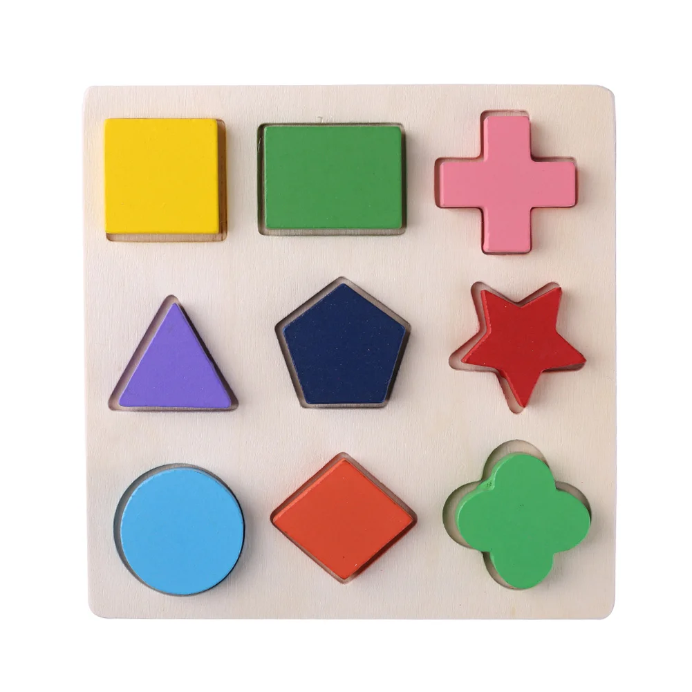 Детские 3D головоломки, деревянные игрушки, красочные геометрические формы, познавательные деревянные головоломки для детей раннего обучения, Обучающие игрушки Монтессори - Цвет: 04