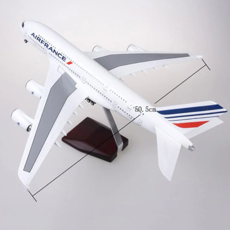 1/160 масштаб 50,5 см самолет Airbus A380 Air Франция авиакомпания Модель W светодиодный светильник и колесо литой пластик Смола самолет для сбора