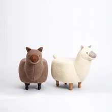 Творческий низкий стул Альпака износ обувь стул твердой древесины ноги дома изменить обувь стул дизайнер Footstool диван в виде животного табурет